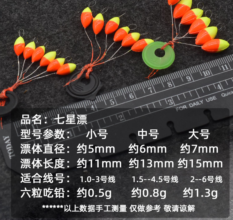 红黄相间七星漂吃铅量